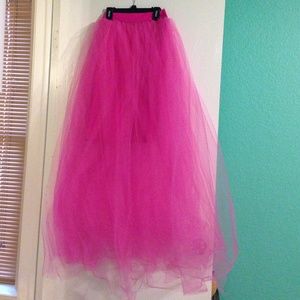 Pink floor length tulle skirt